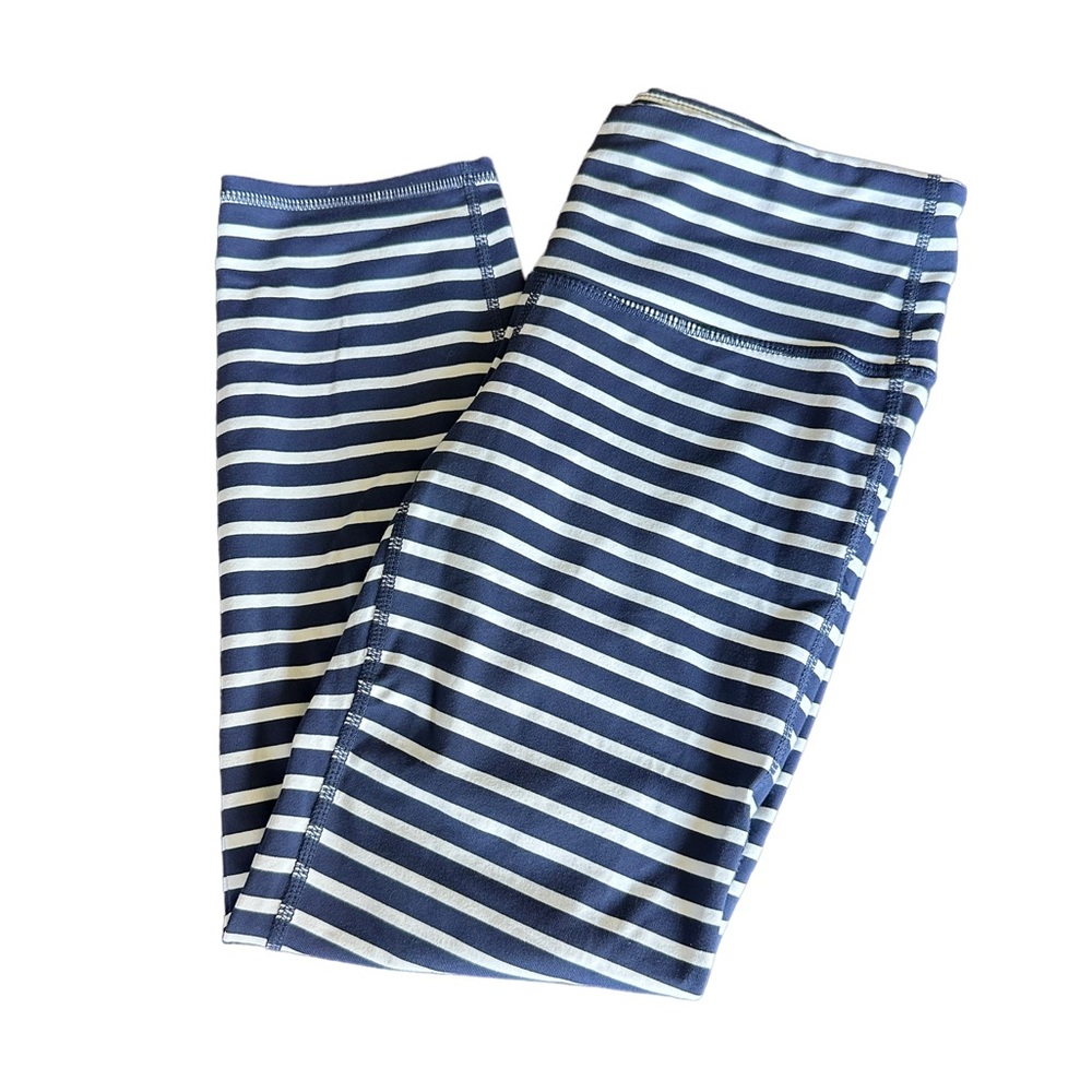 Athleta Navy Blue White Chaturanga Capri‎ Leggings, Size XS